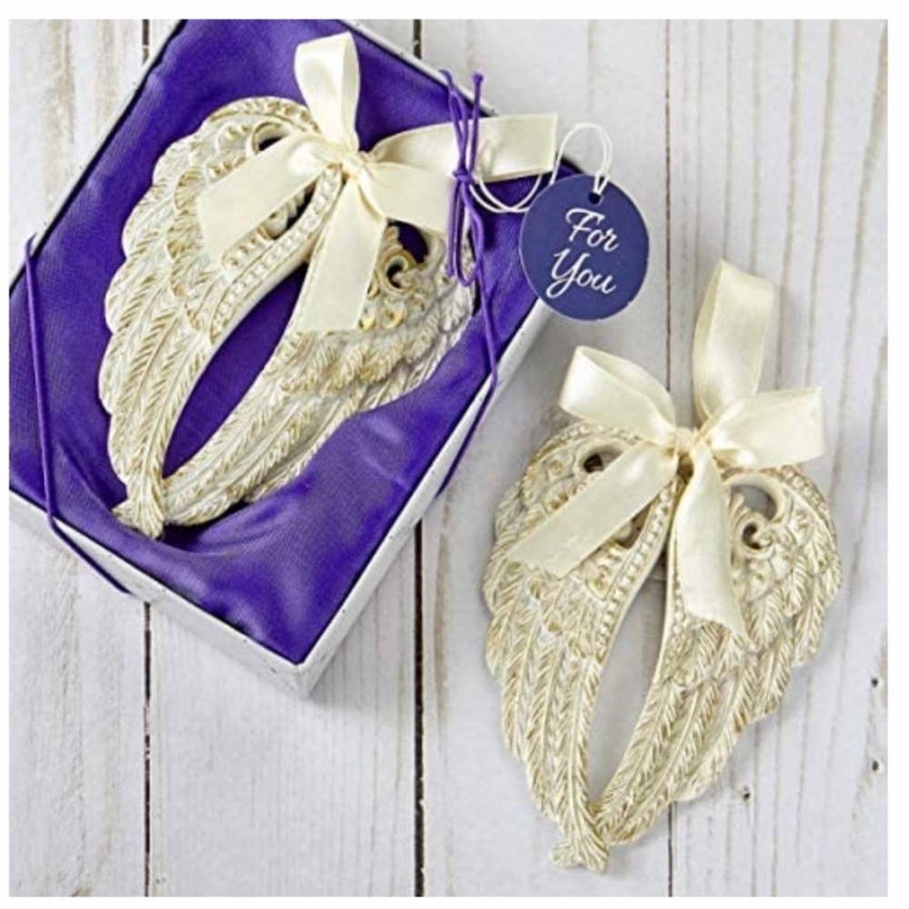 Ceramic Wing Ornaments with a bow